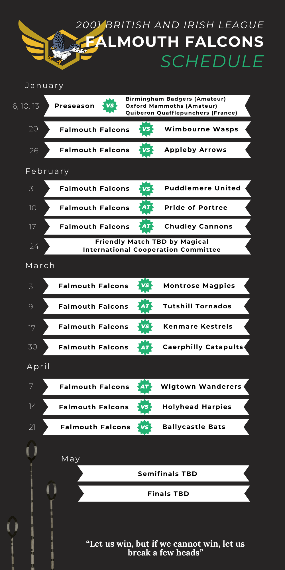 Start of Season Quidditch Schedule